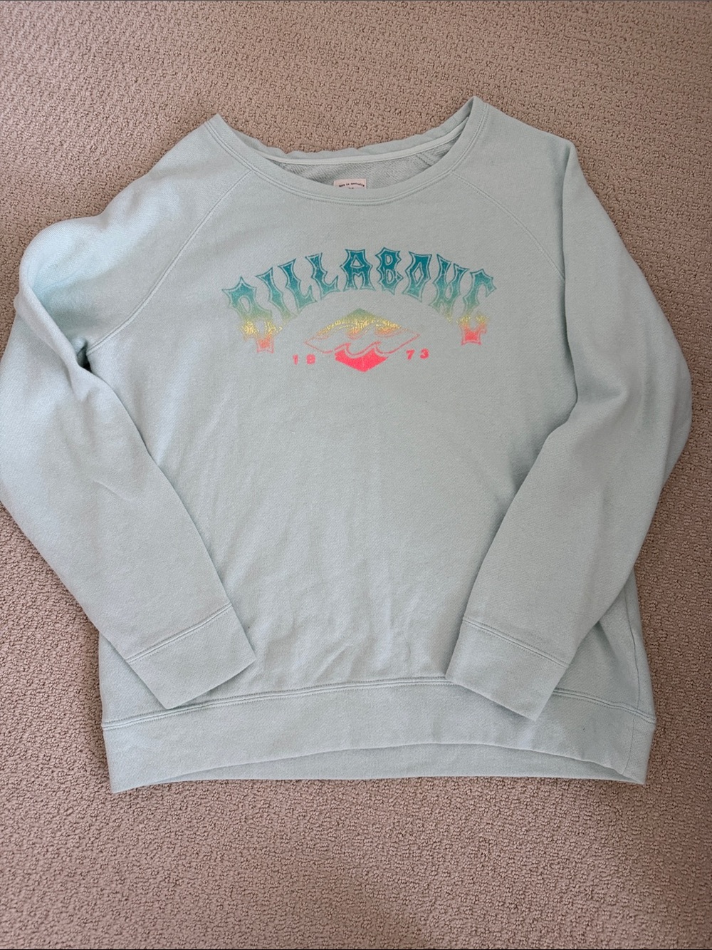 Billabong Mint Green Crewneck with Graphic Logo